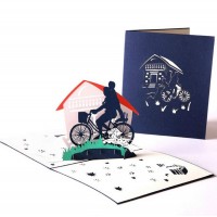 Handmade 3d Pop Up Father's Day Card Son Daughter Kid Child Daddy Dad Papa Bike Sweet Home Dog Birthday,holiday,leaving,cottage,country Ride